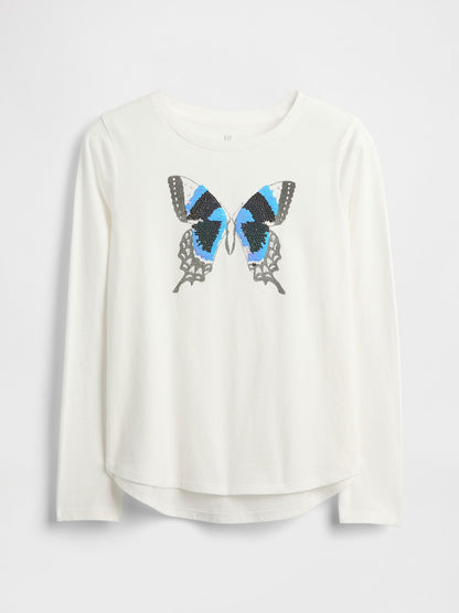 Beyaz Flippy-sequin Grafik T-shirt