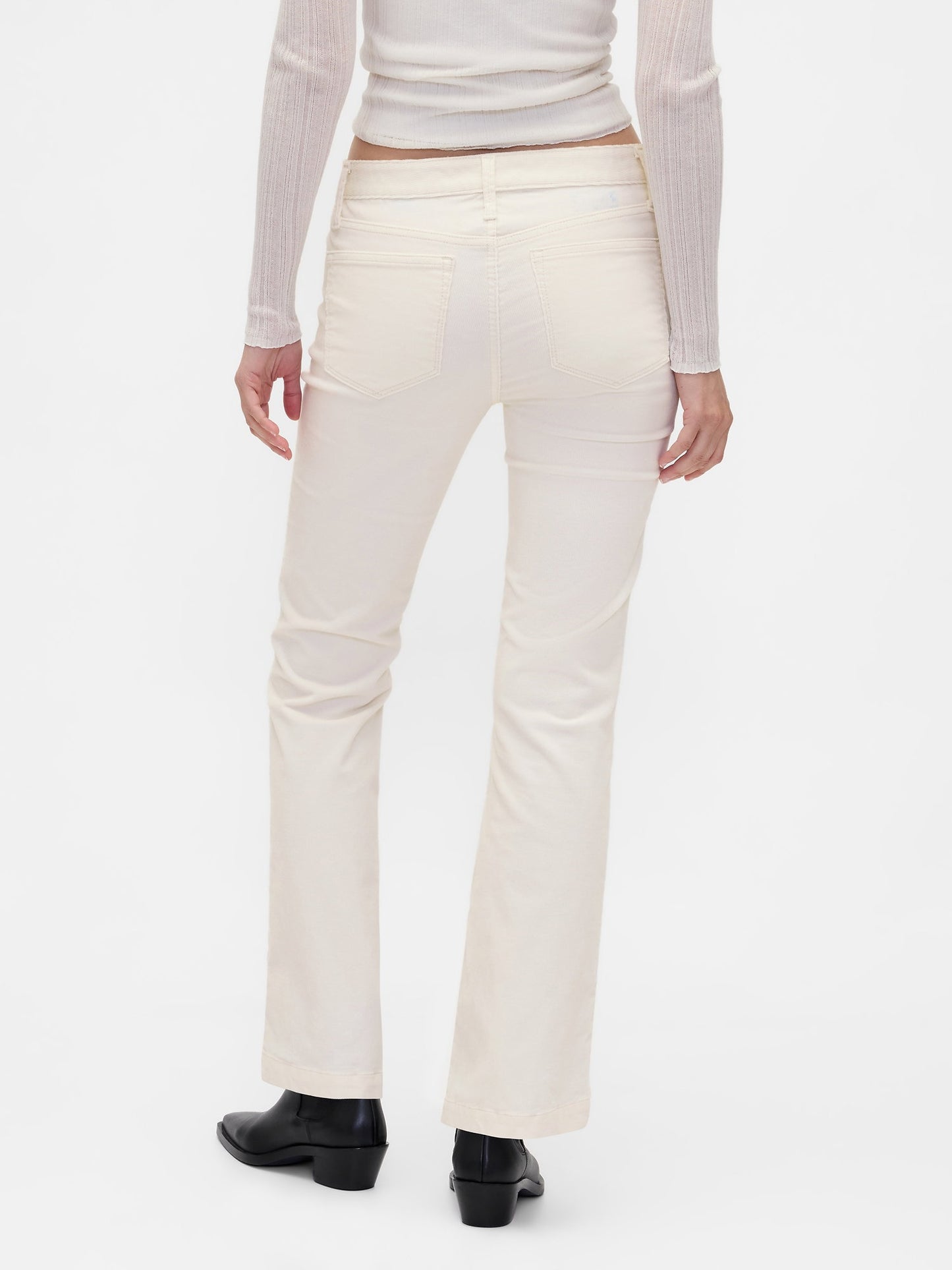 Kırık Beyaz Low Rise Corduroy Long & Lean Pantolon