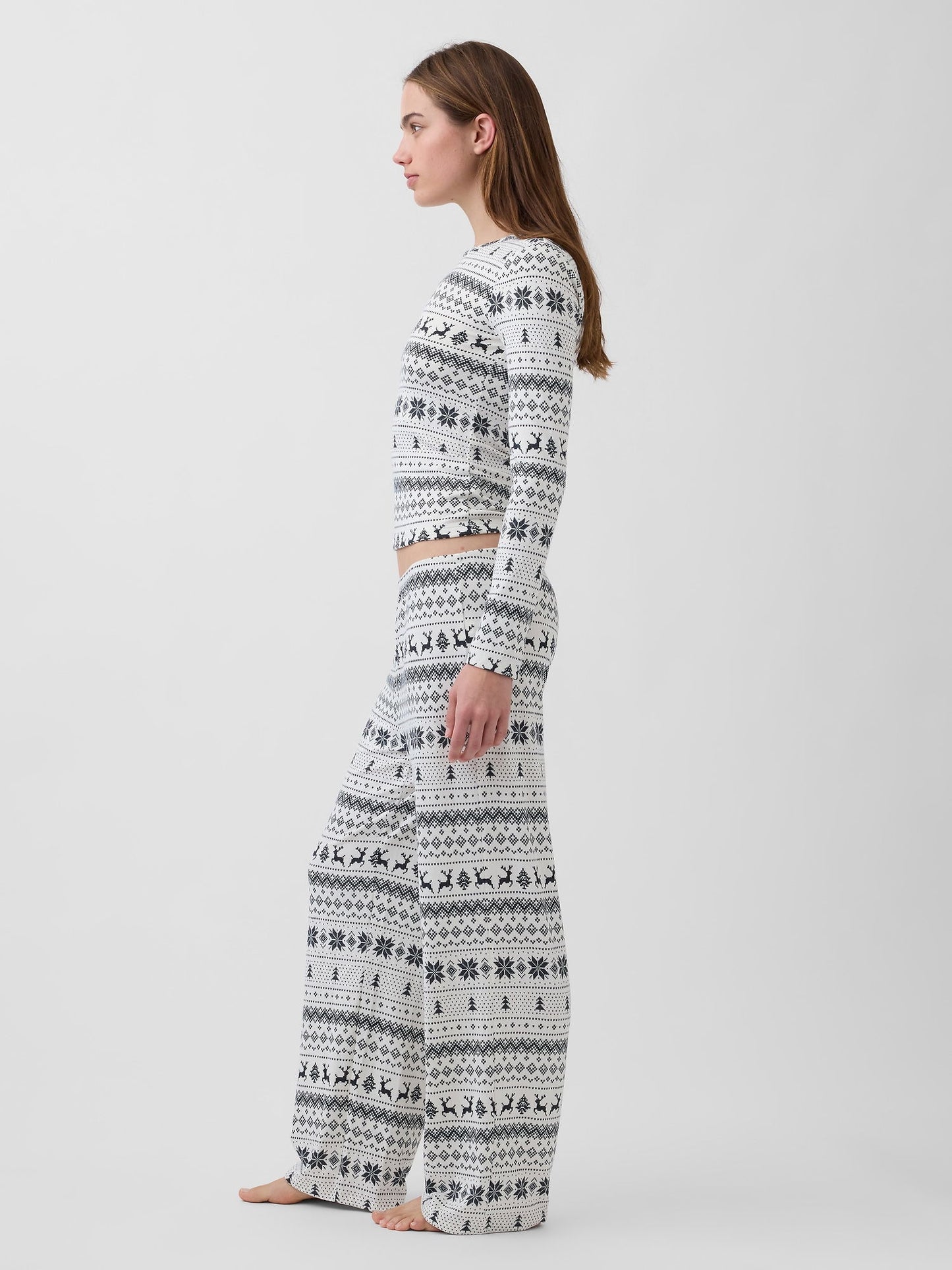 Kırık Beyaz Fair Isle Pijama Takımı