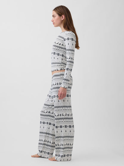 Kırık Beyaz Fair Isle Pijama Takımı