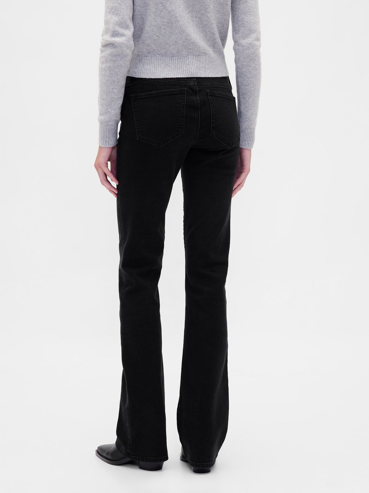 Siyah Low Rise Long & Lean Lace-up Jean Pantolon