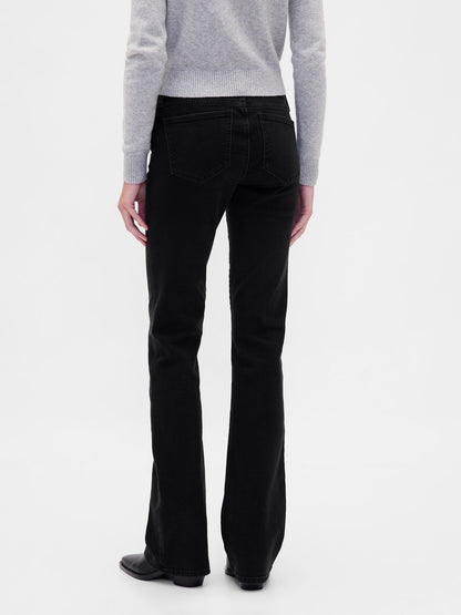 Siyah Low Rise Long & Lean Lace-up Jean Pantolon