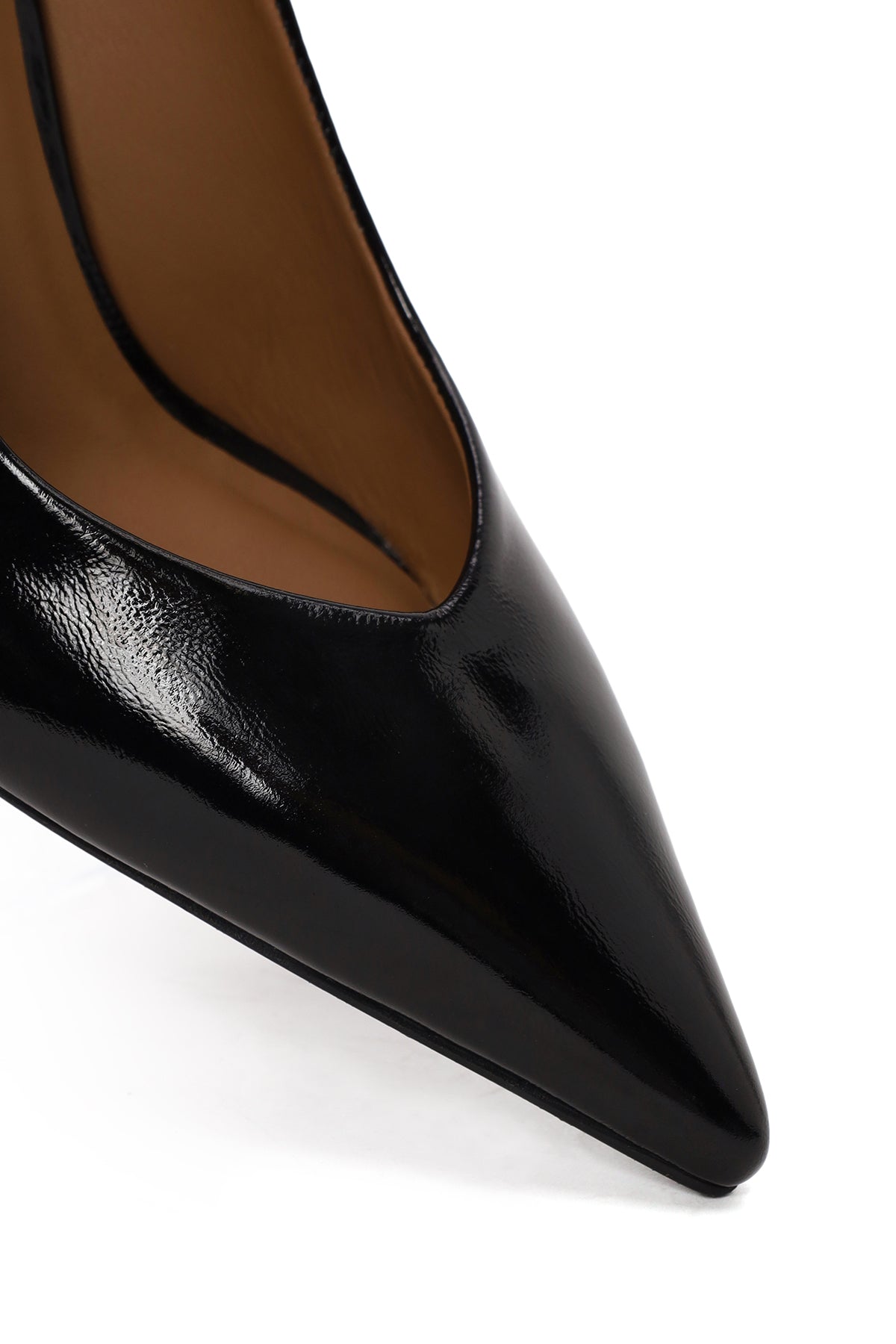 Kadın Siyah Ince Topuklu Rugan Deri Stiletto
