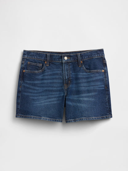 Koyu Mavi 5 Mid Rise Soft Denim Şort