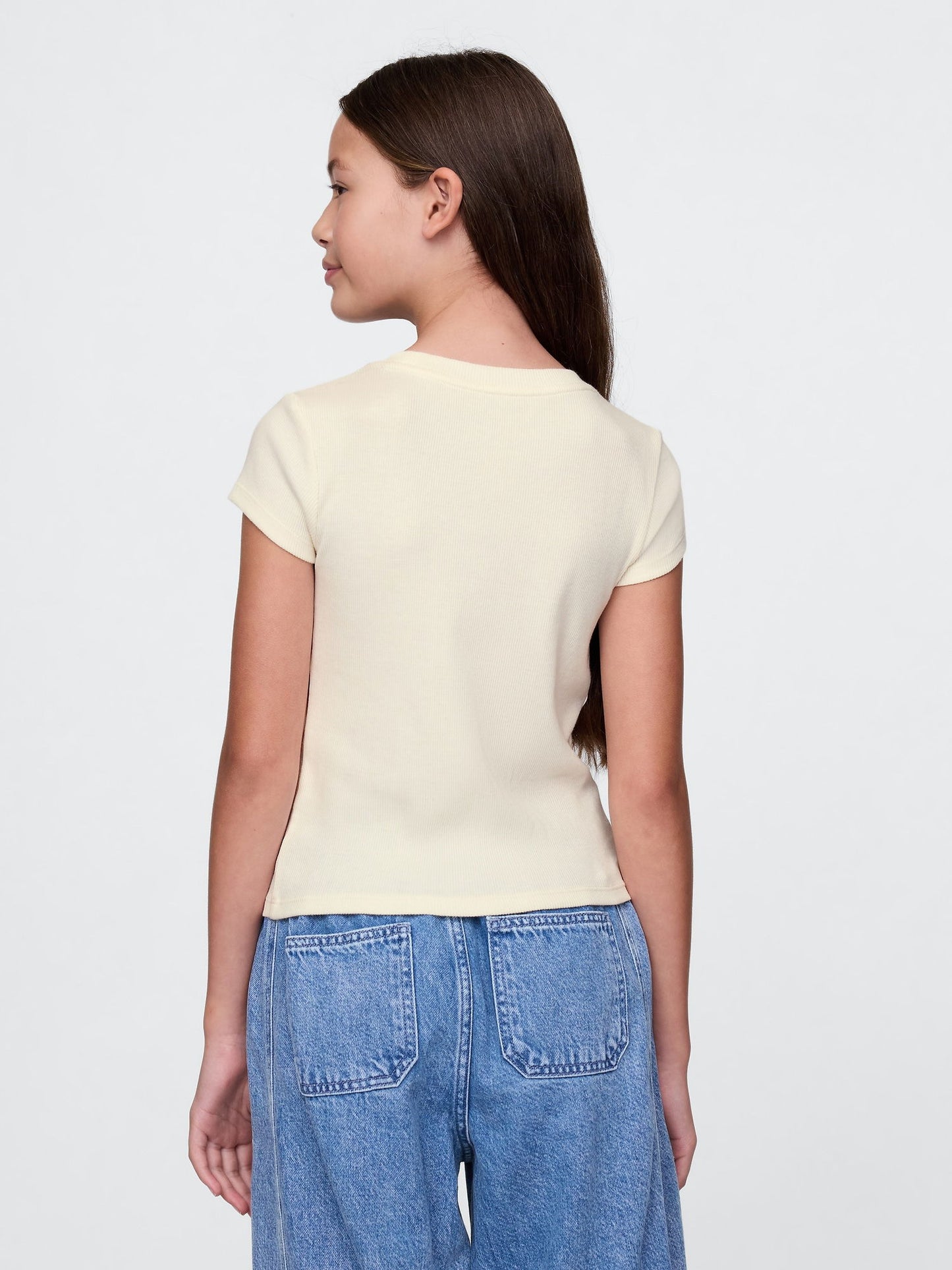 Bej Gap Logo Fitilli T-shirt