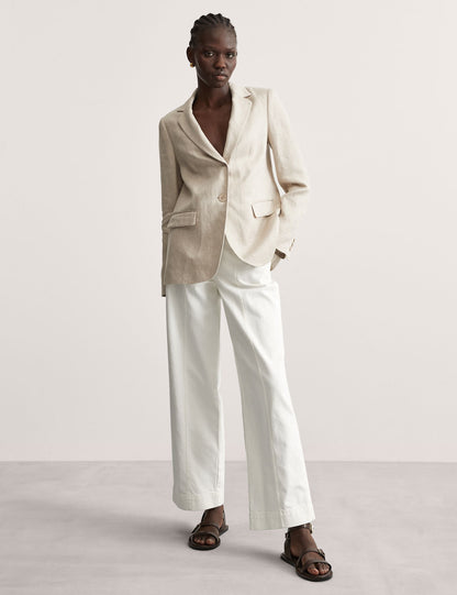 Relaxed Fit Keten Blazer Ceket