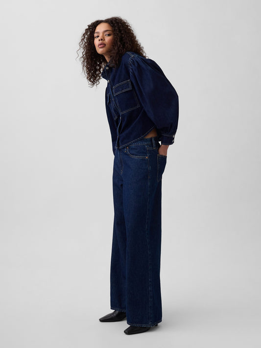 Koyu Mavi Gap × Hfr Balon Kol Denim Gömlek By Latouché