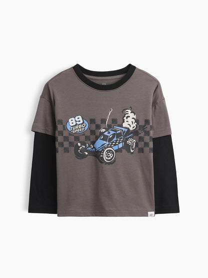 Açık Kahverengi Grafik Baskılı T-shirt