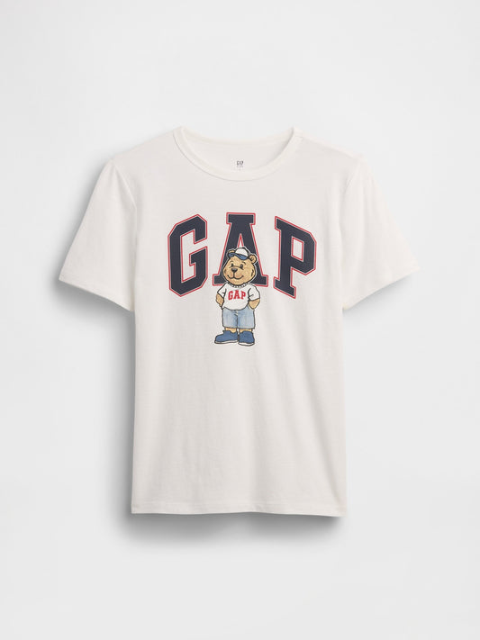 Beyaz Brannan Bear Grafik Baskılı T-shirt