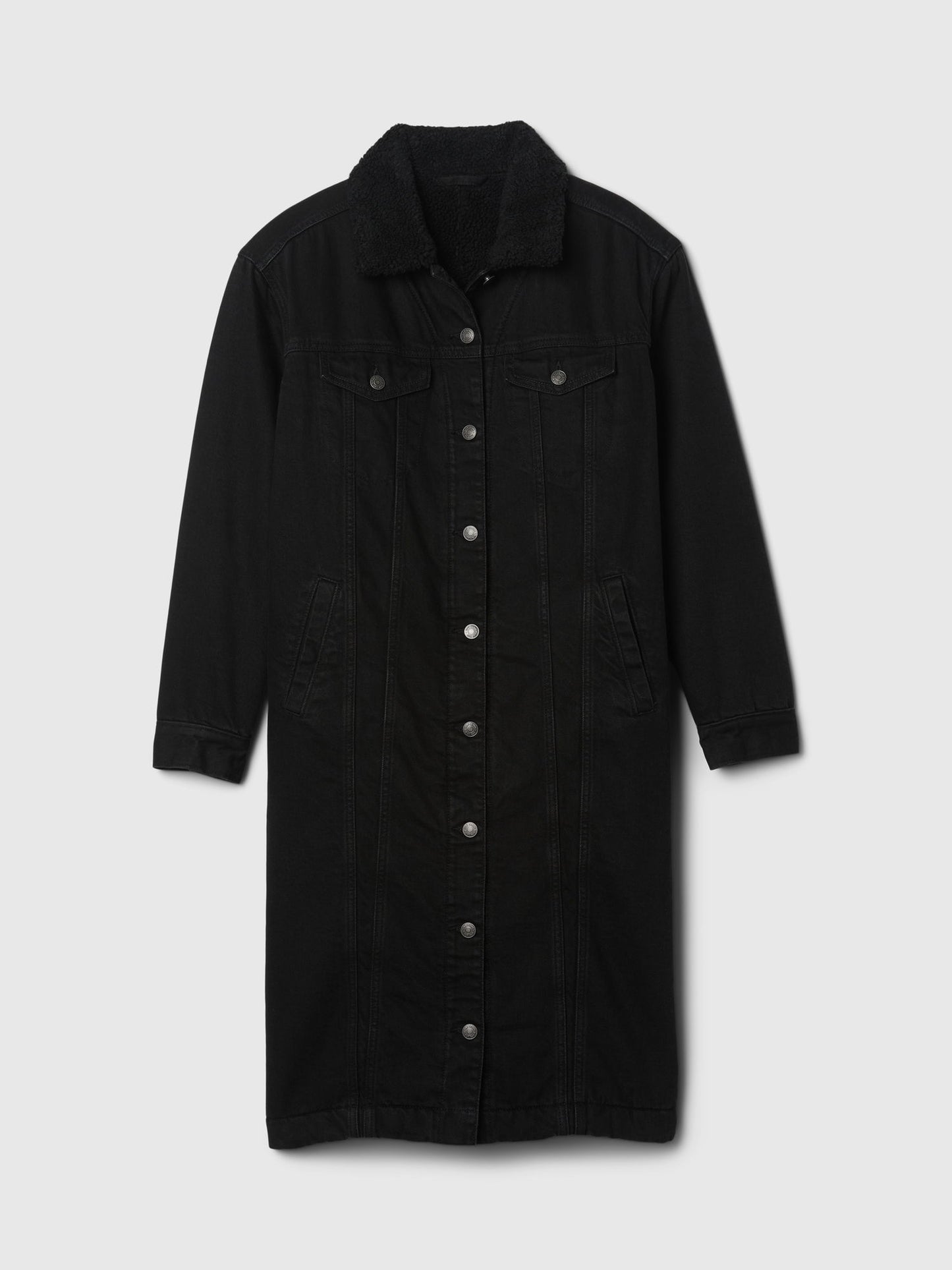 Siyah Uzun Kesim Ikon Denim Ceket