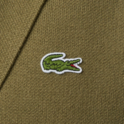 Lacoste Erkek Classic Fit V Yaka Haki Hırka