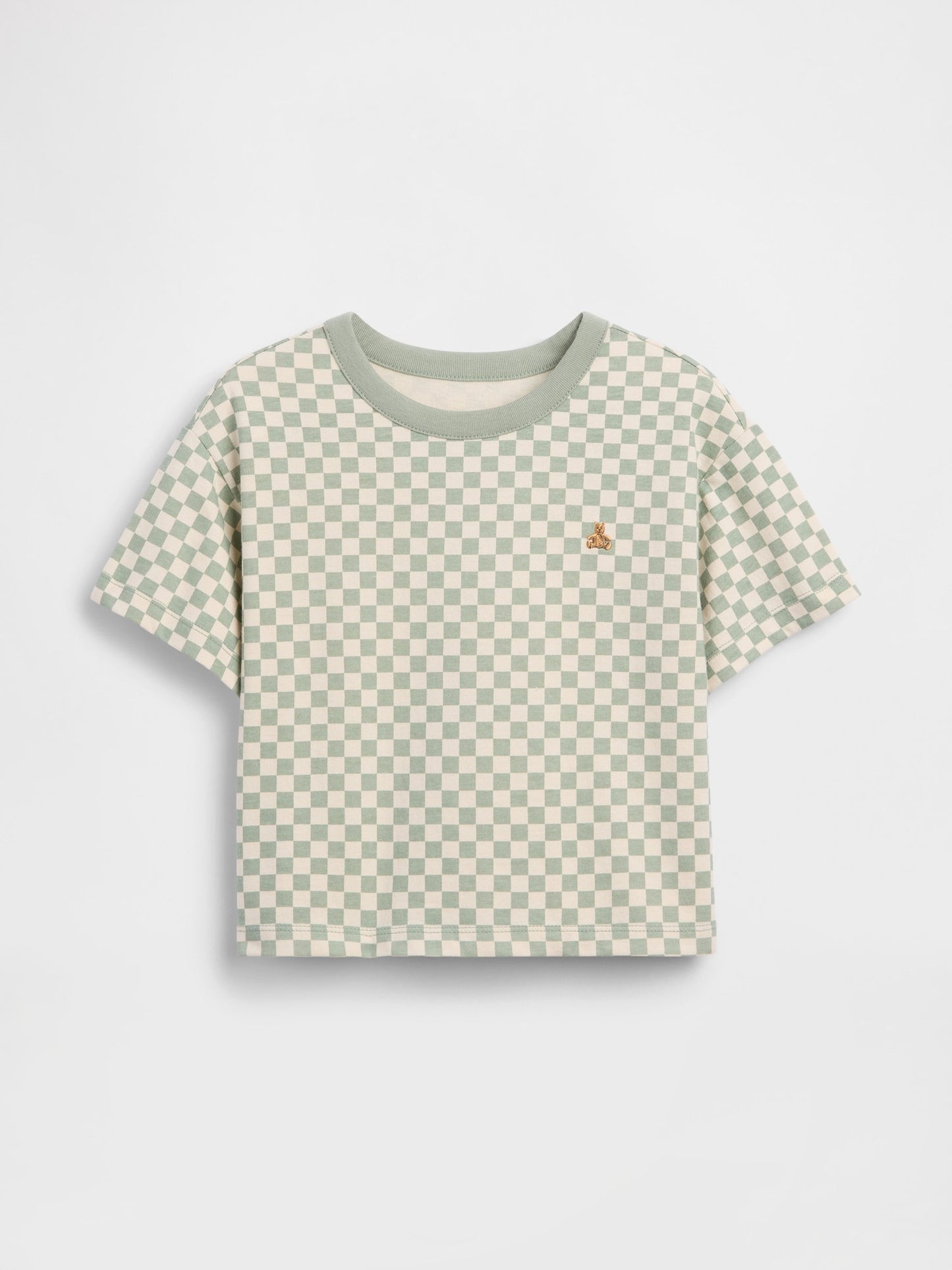 Açık Yeşil Boxy Kareli T-shirt