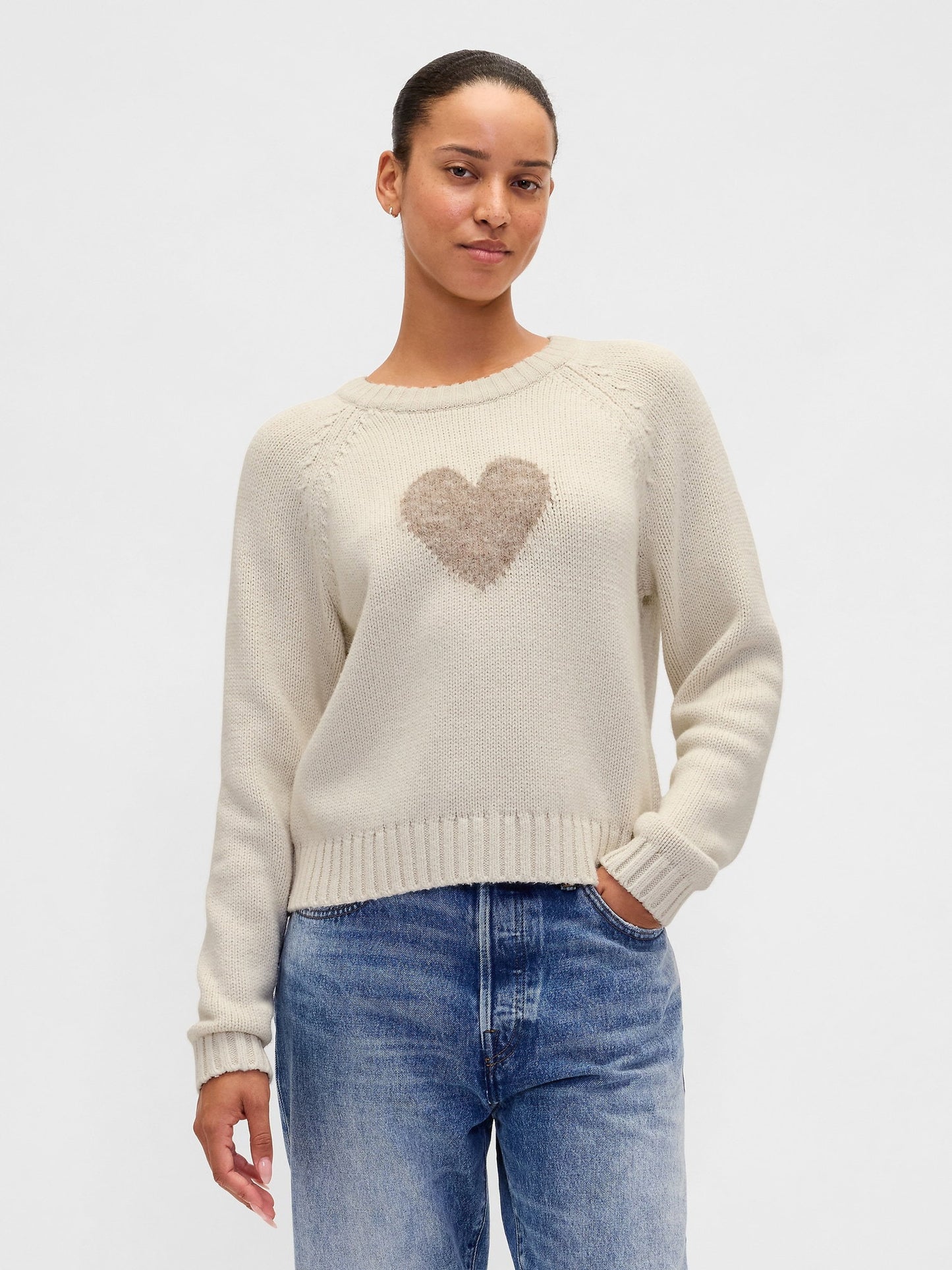 Krem Cotton-blend Raglan Crewneck Kazak