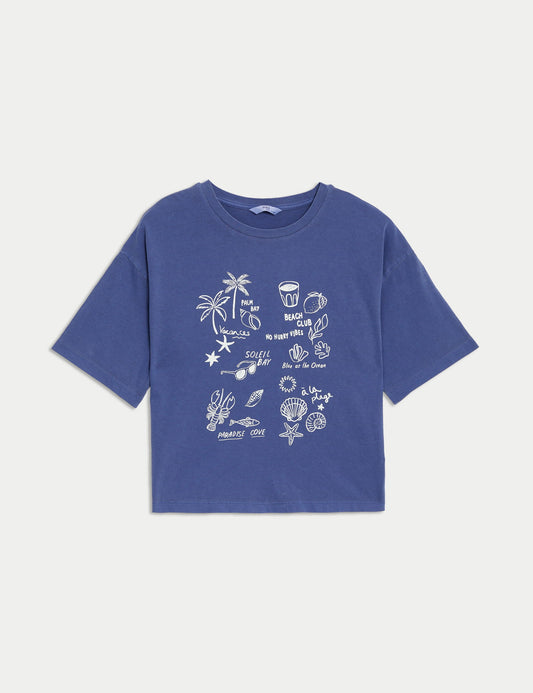 Saf Pamuklu Kısa Kollu T-shirt (6-16 Yaş)
