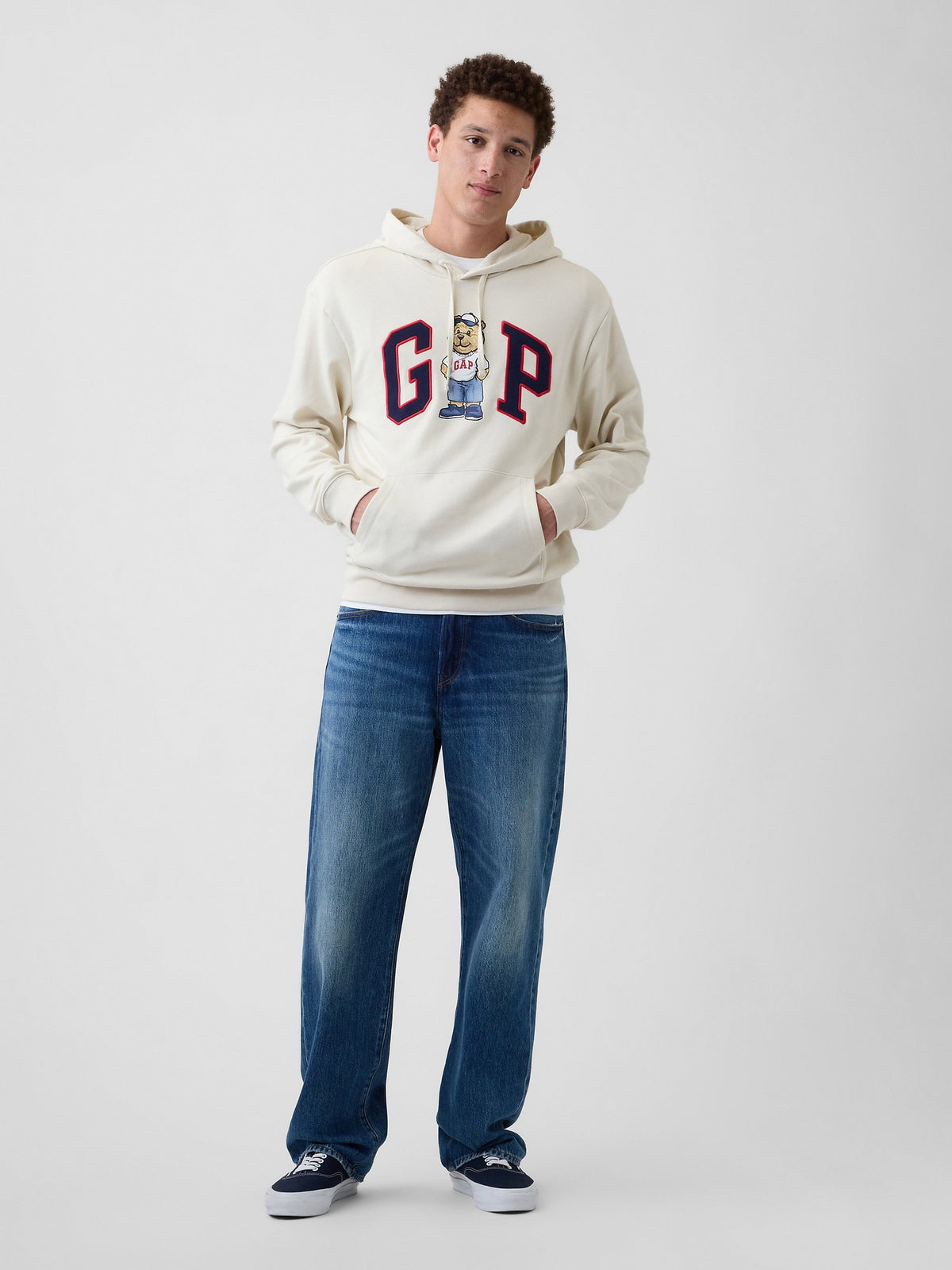 Beyaz Gap Logo Fransız Havlu Kumaş Sweatshirt