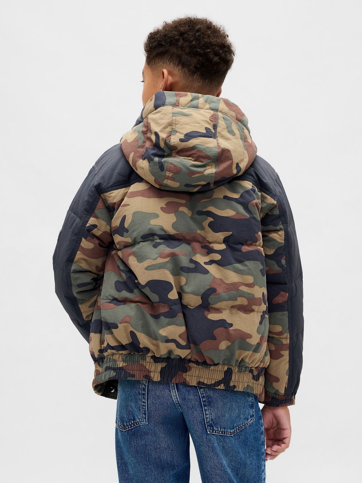 Kamuflaj Puffer Şişme Mont