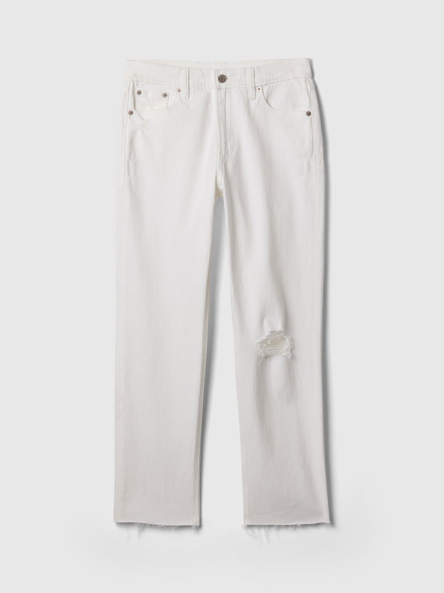 Beyaz High Rise Cheeky Straight Jean Pantolon