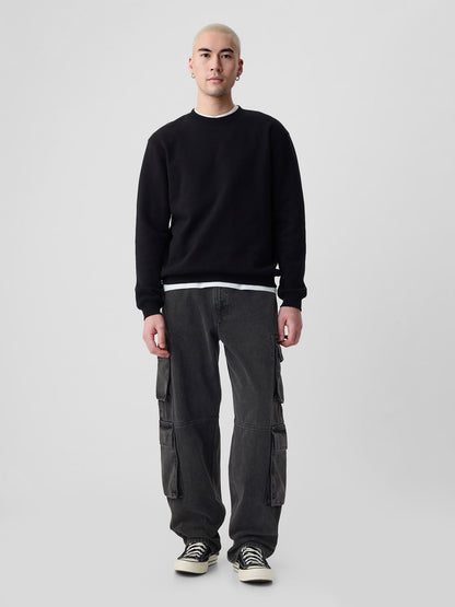 Siyah Double Kargo Baggy Jean Pantolon