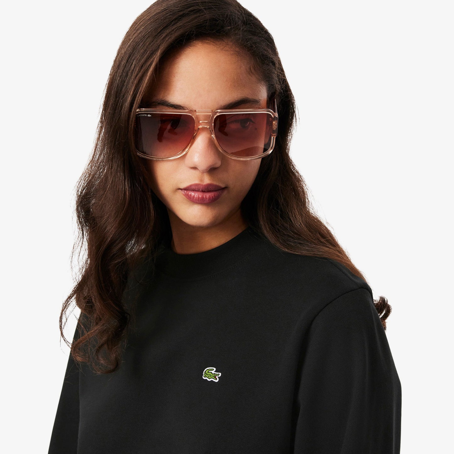 Lacoste Kadın Relaxed Fit Bisiklet Yaka Siyah Sweatshirt