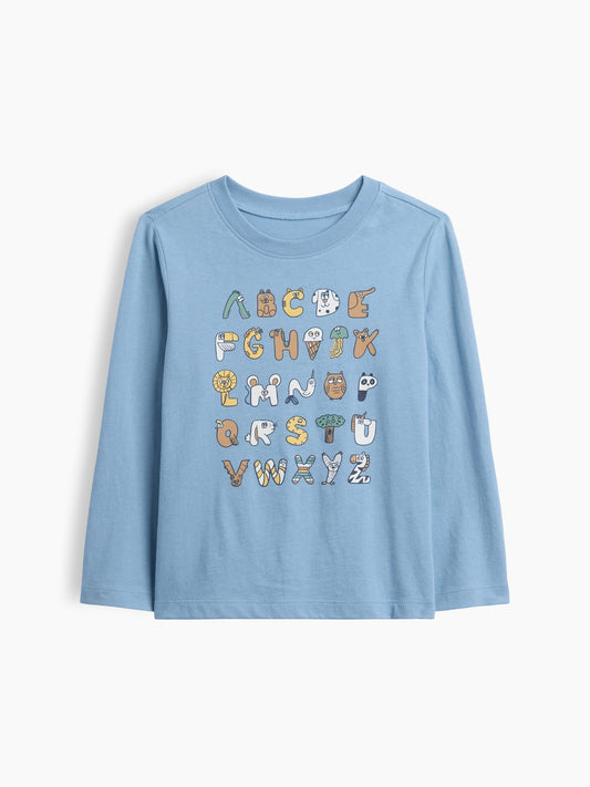Mavi Grafik Baskılı T-shirt