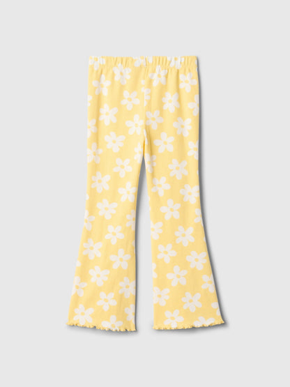 Sarı Fitilli Pull-on Grafik Baskılı Flare Tayt