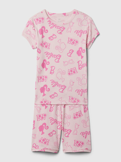 Pembe Organik Pamuk Barbie Desenli Pijama Takımı