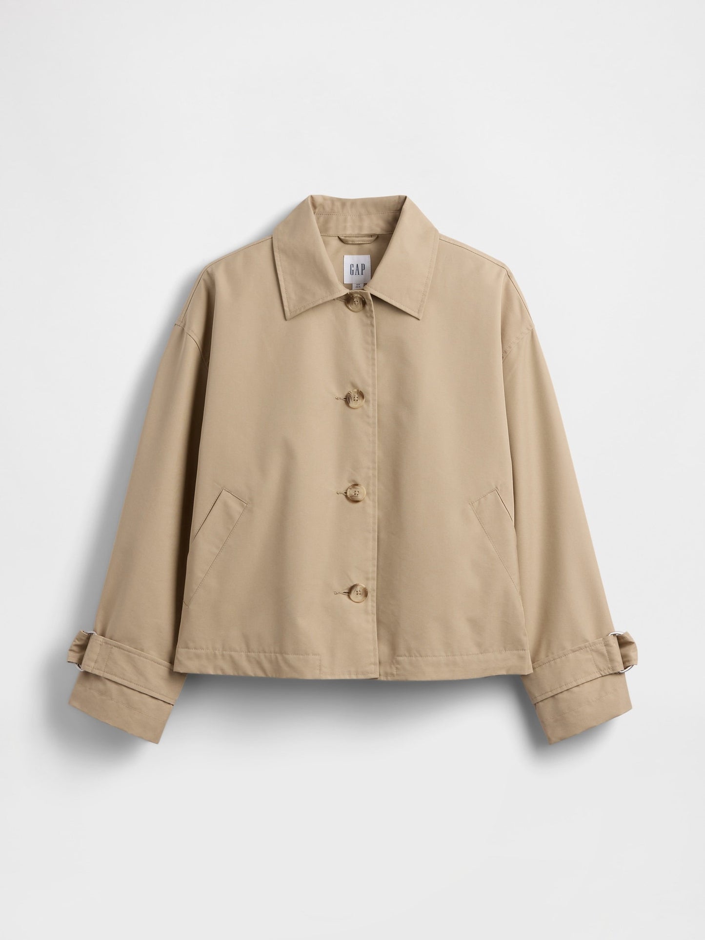 Bej Oversized Crop Trençkot Ceket