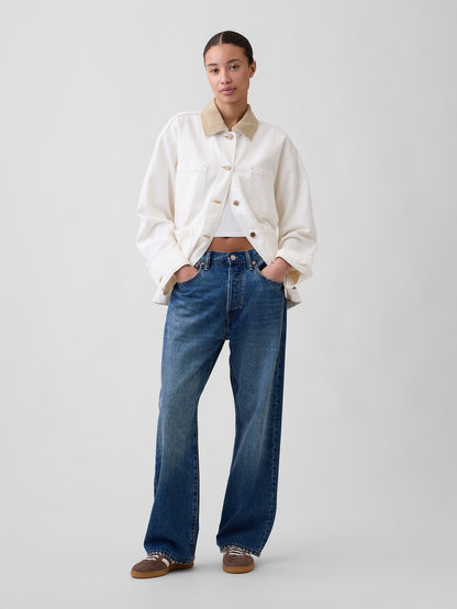 Beyaz Relaxed Denim Chore Ceket