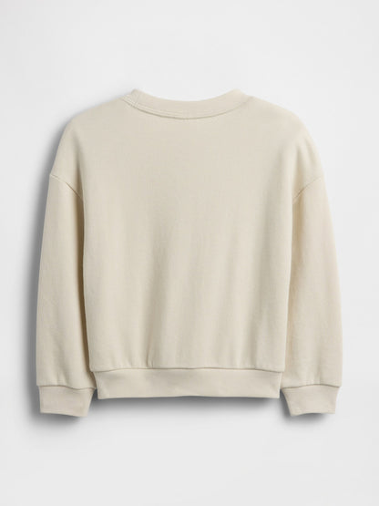 Bej Logo Fransız Havlu Kumaş Sweatshirt