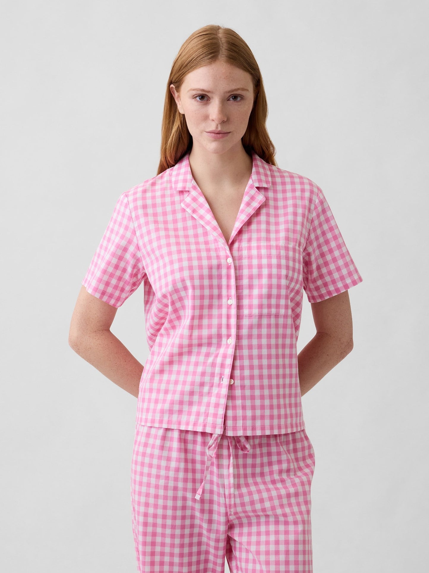 Pembe Poplin Pijama Üstü
