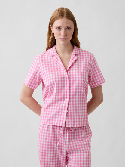 Pembe Poplin Pijama Üstü
