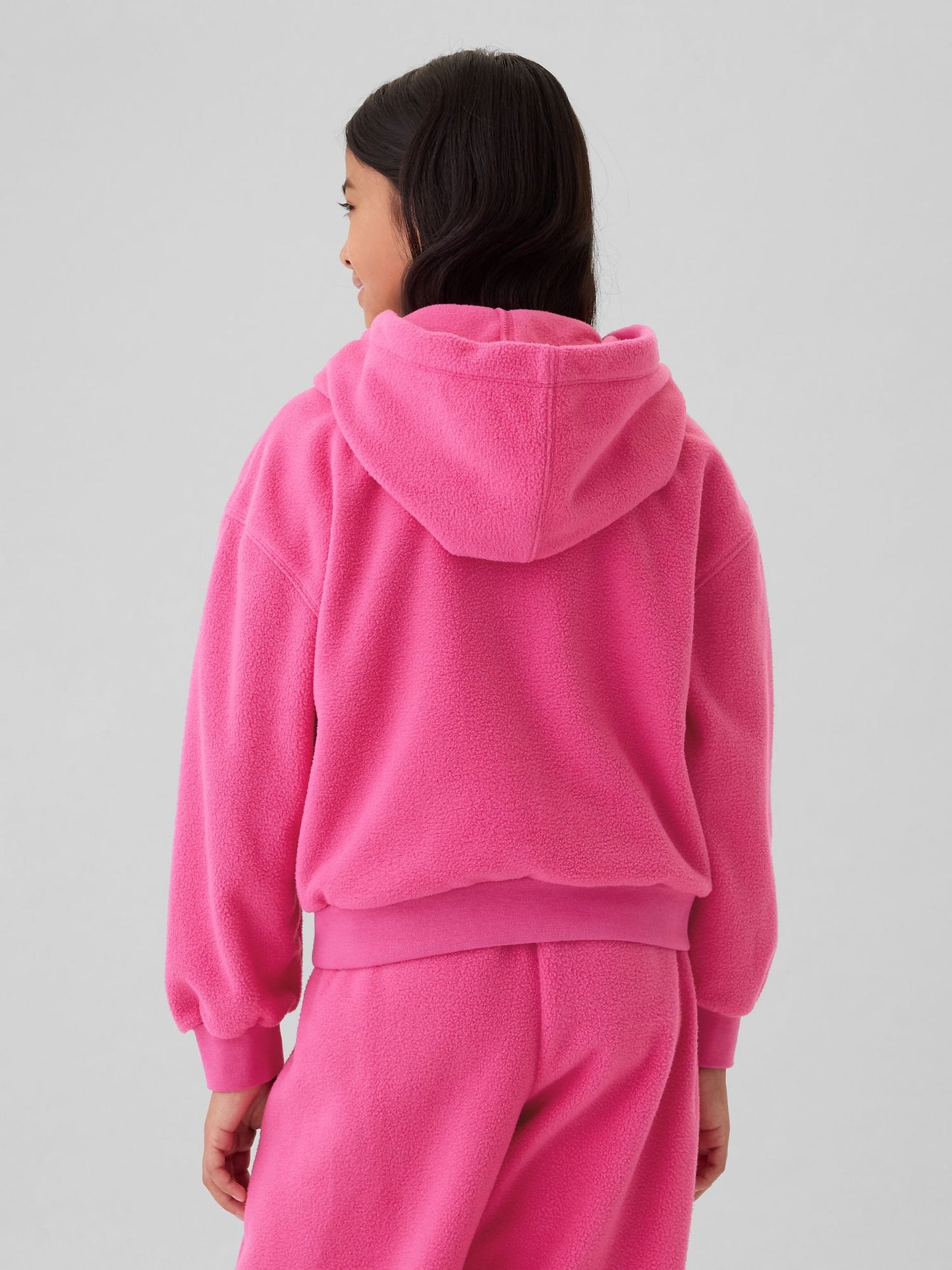Pembe Gap Logo Fermuarlı Polar Fleece Sweatshirt