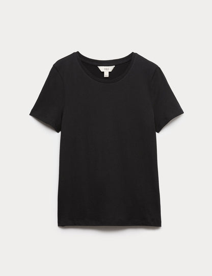 Saf Pamuklu Yuvarlak Yaka T-shirt