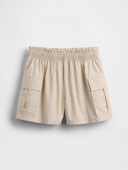 Bej Kids Poplin Kolay Kargo Şortları