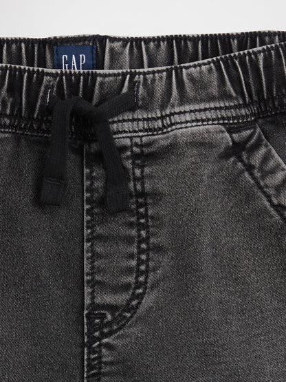 Siyah Kids Pull-on Loose Eşofman Altı Jean Şortlar