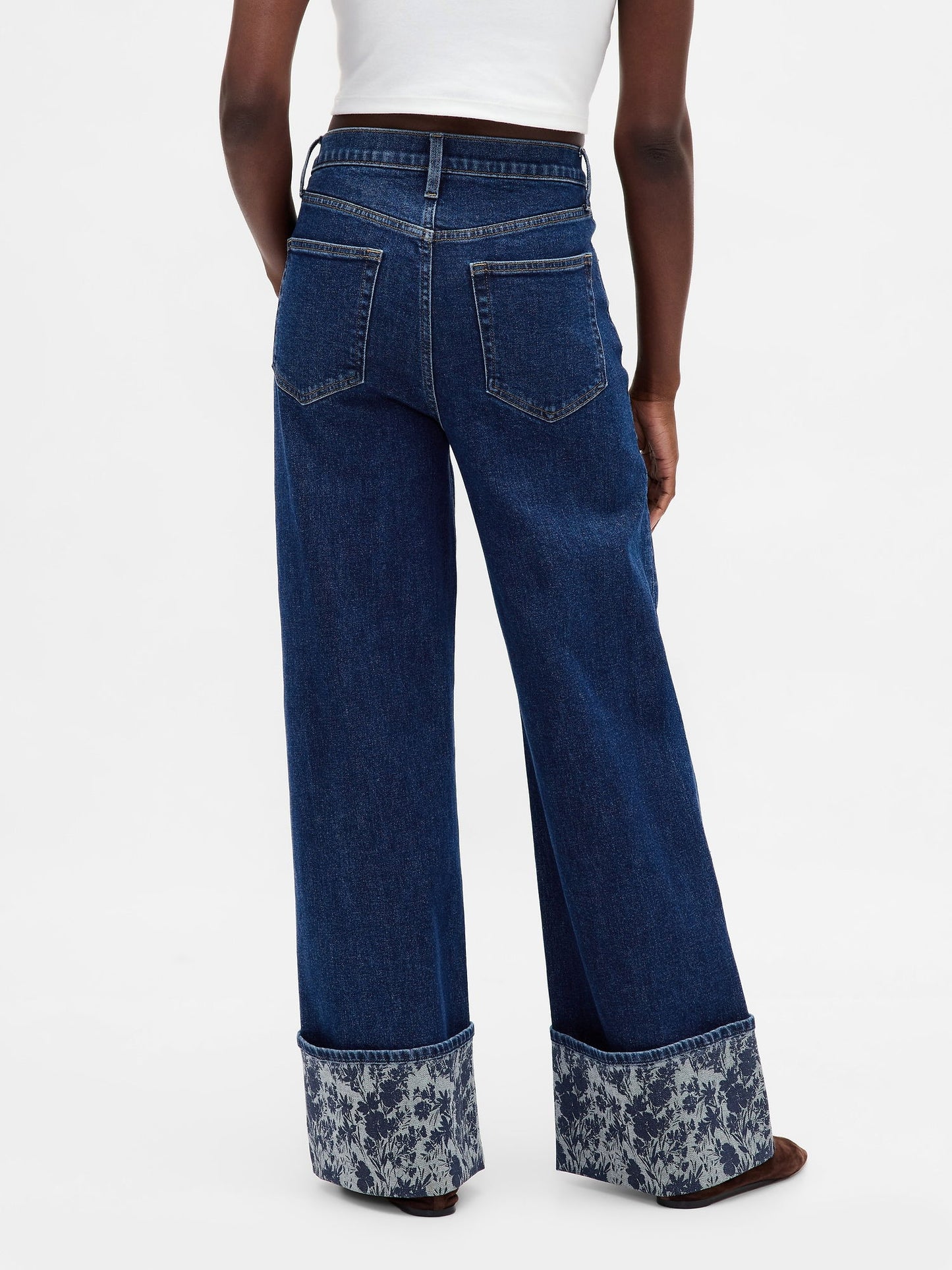 Koyu Mavi High Rise Stride Wide-leg Jean Pantolon