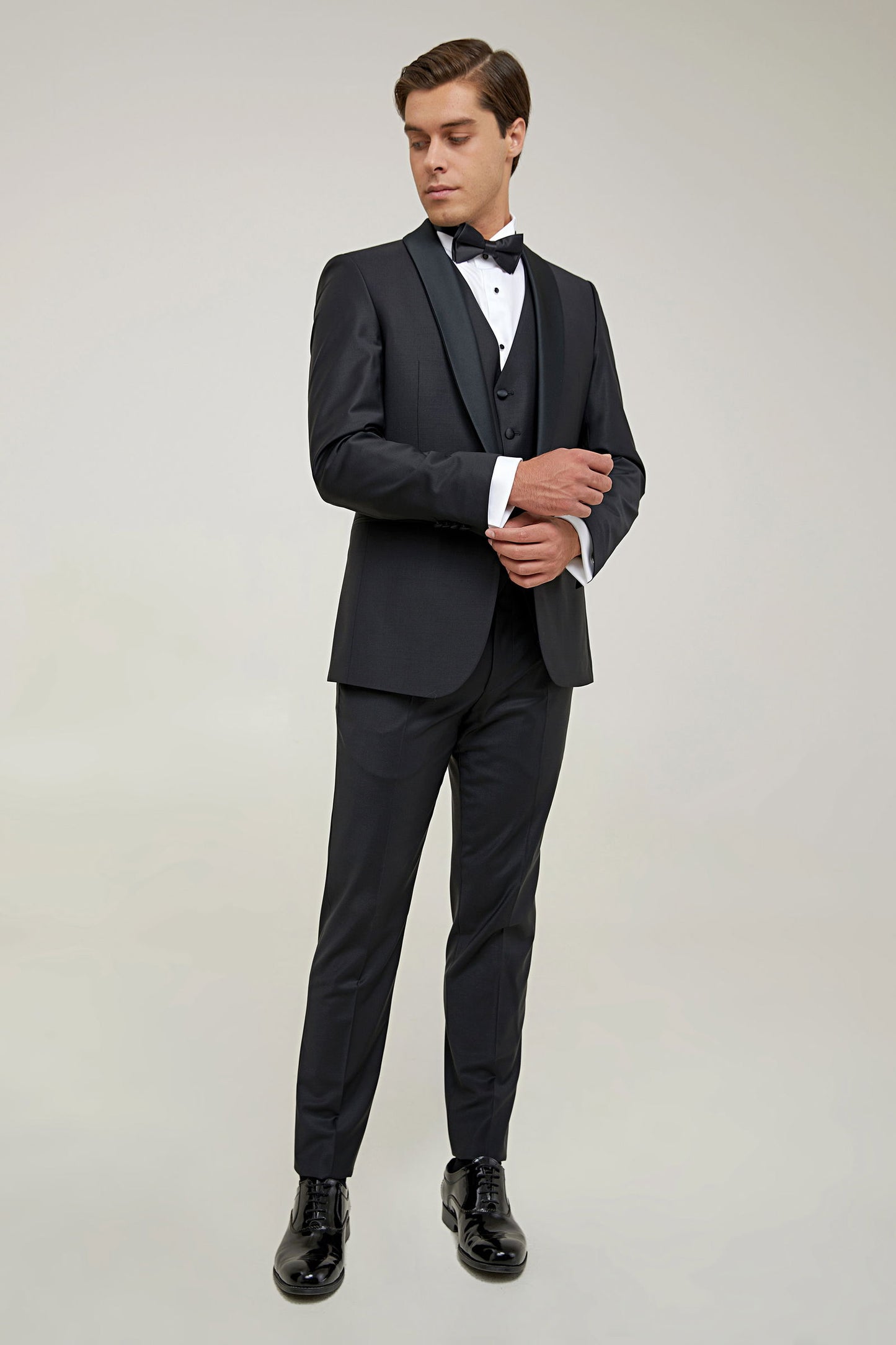 Damat Slim Fit Siyah Düz Takim Elbise Yelekli