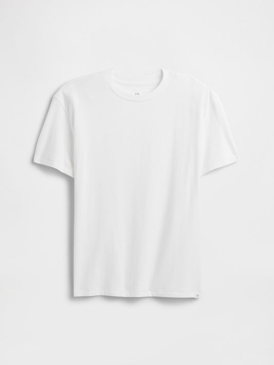 Beyaz Bisiklet Yaka T-shirt