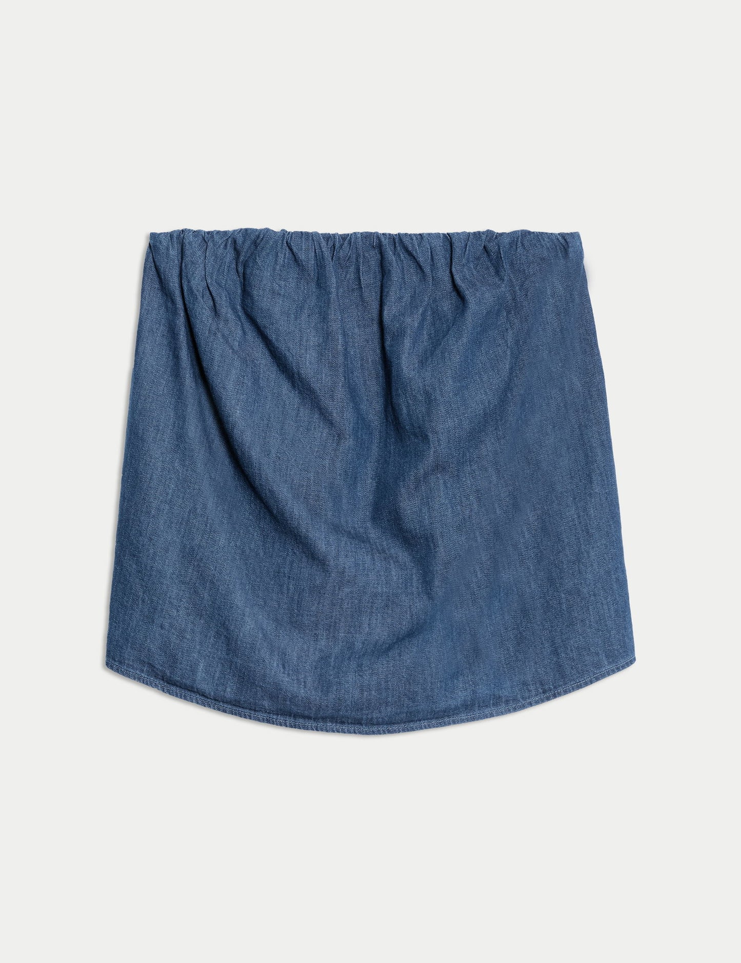 Saf Pamuklu Denim Bandeau Top