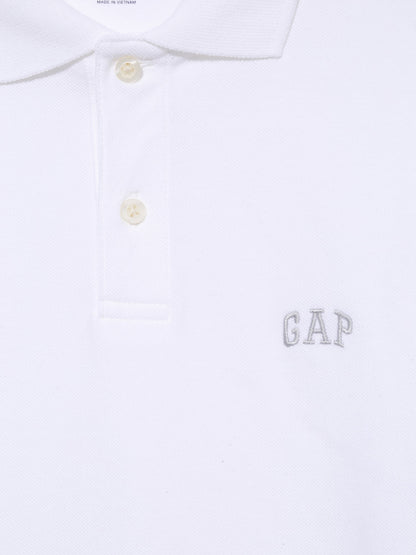 Beyaz Gap Logo Piqué Polo Yaka T-shirt