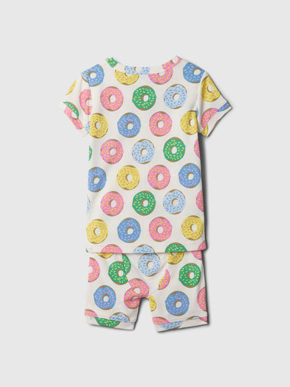 Çok Renkli Organik Pamuk Desenli Pijama Takımı