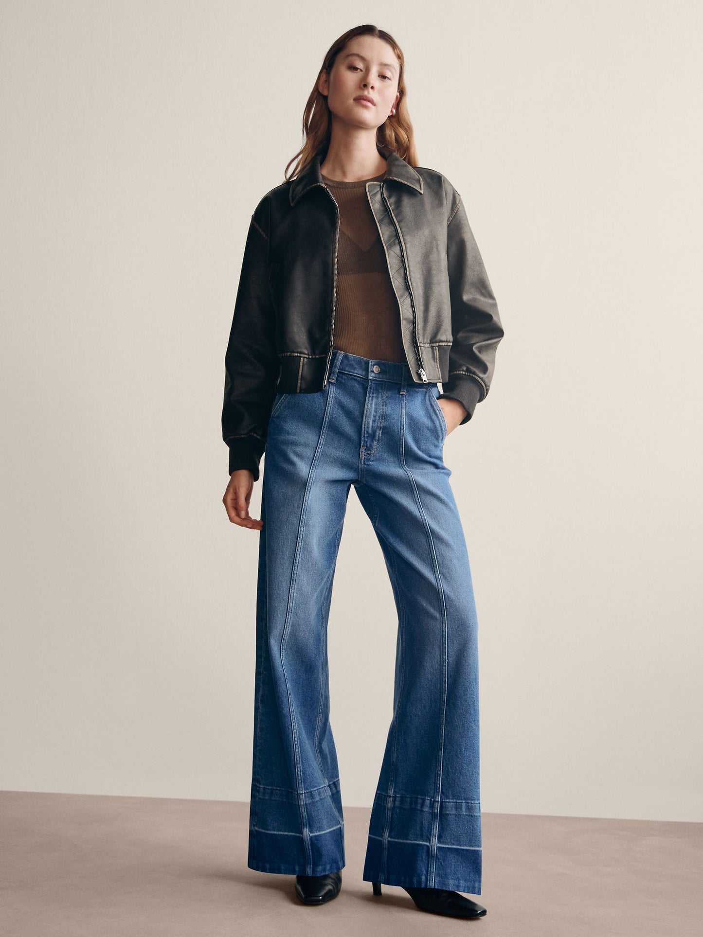 Mavi High Rise Stride Seamed Wide-leg Jean Pantolon