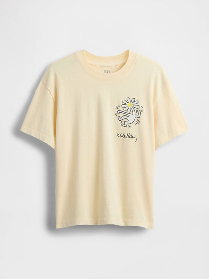 Açık Sarı Keith Haring Relaxed Grafik T-shirt