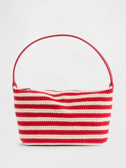 Kırmızı Crochet Stripe Mini Çanta