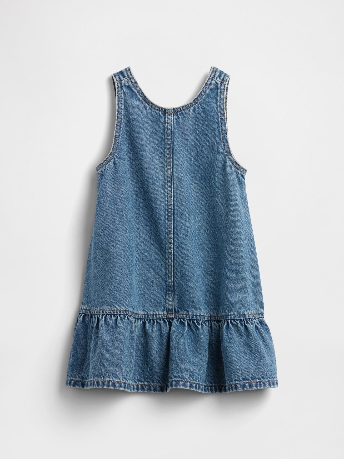 Mavi Fırfırlı Denim Tulum