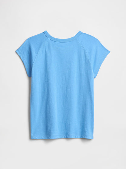 Mavi Grafik Baskılı T-shirt
