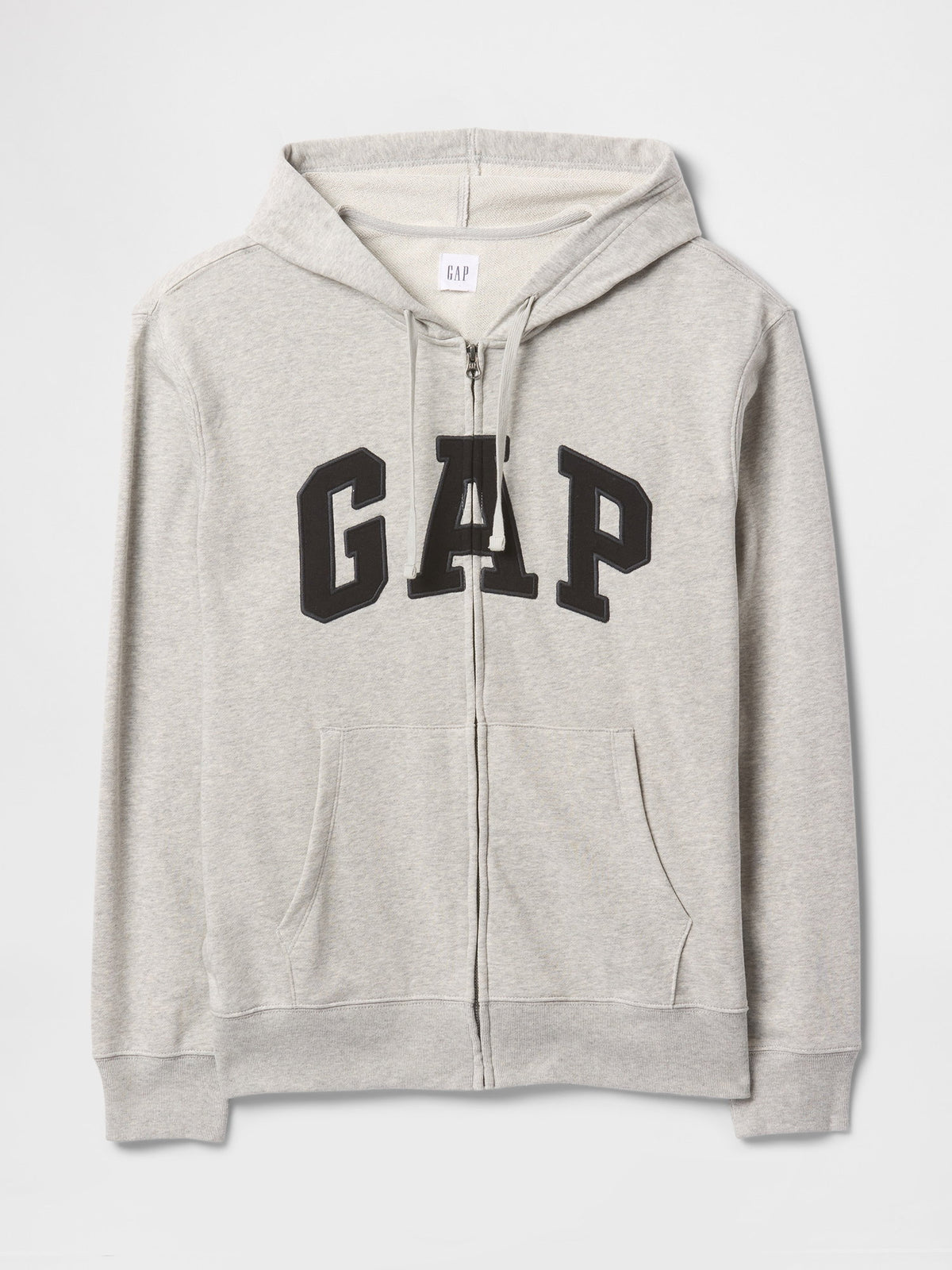 Gri Gap Logo Fermuarlı Fransız Havlu Kumaş Sweatshirt