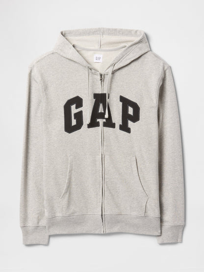 Gri Gap Logo Fermuarlı Fransız Havlu Kumaş Sweatshirt