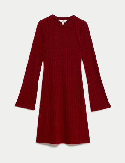 Jersey Fitilli Mini Elbise