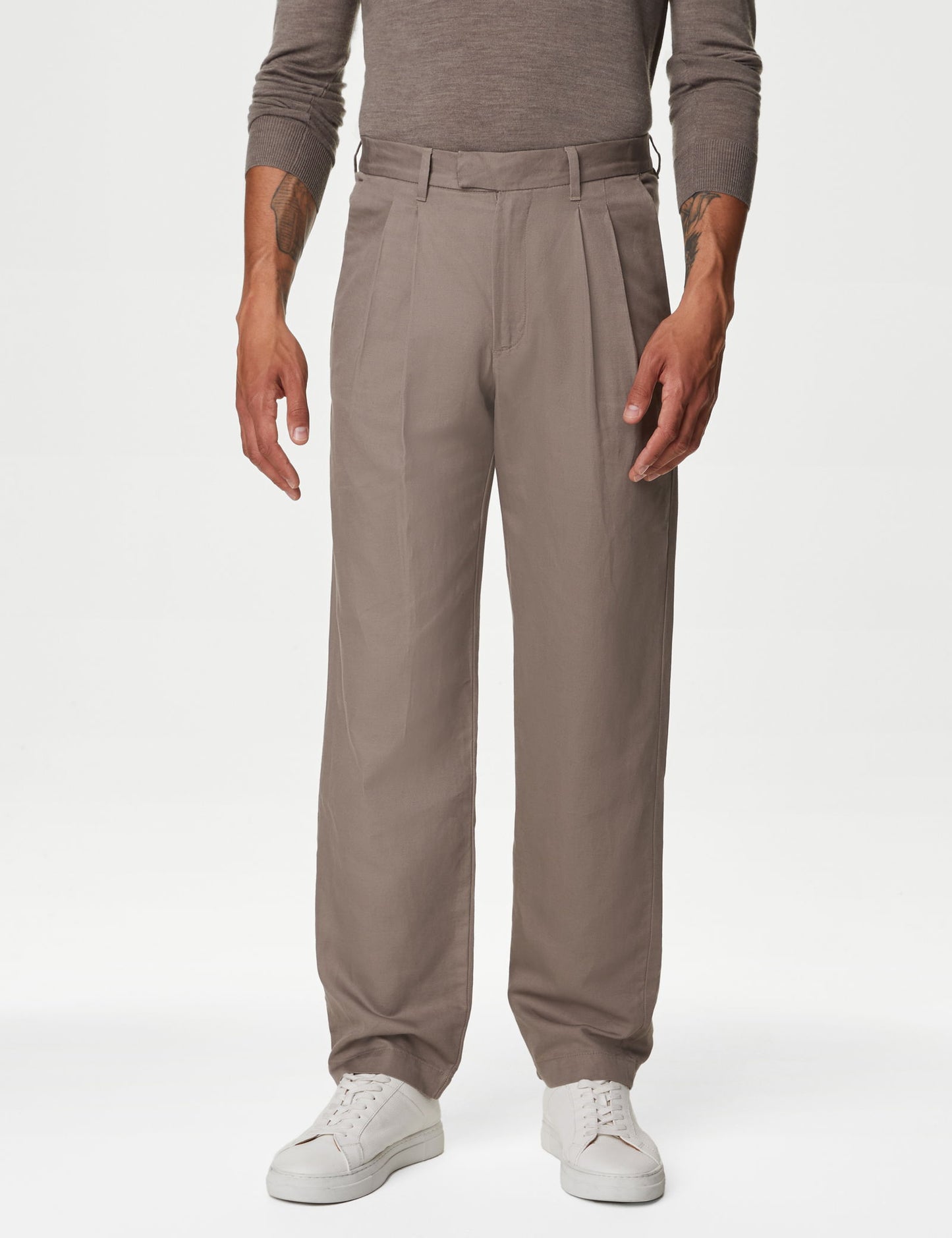 Tapered Fit Keten Pantolon